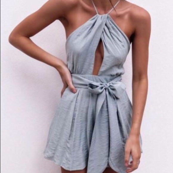 Brand new! Grey tie romper! - Picture 1 of 4